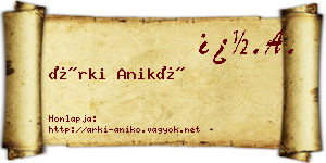 Árki Anikó névjegykártya